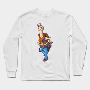 Cartoon Cowboy Alpaca Long Sleeve T-Shirt